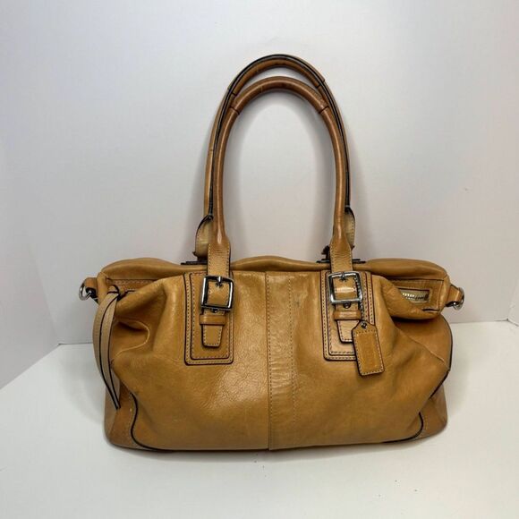 Vintage Coach Hamilton Tan Leather Shoulder Bag Purse Large Womens Designer - Picture 3 of 13